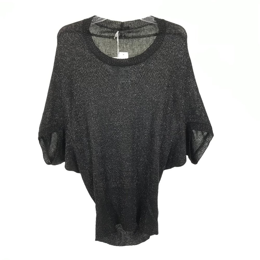 NWT Womens One Size Millau Black Batwing Metallic Accent Knit Sweater